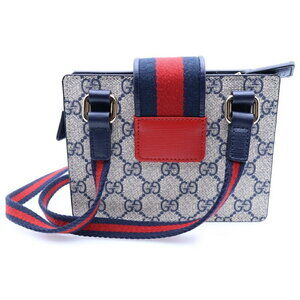 Gucci Blue Navy Bag Canvas Supreme Red Shoulder GG